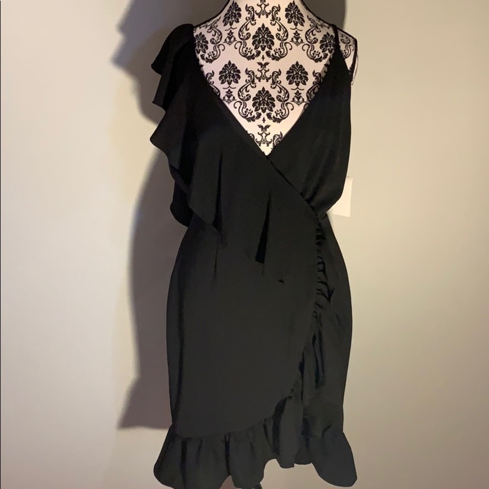 NWT WAYF Black Ruffle Dress